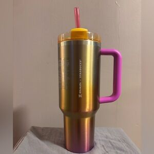 Starbucks Stanley Iridescent Tumbler with Pink Handle